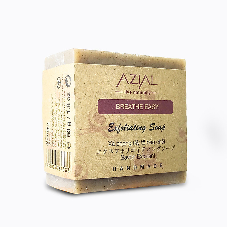 Xà phòng tắm tẩy tế bào chết AZIAL Breathe Easy Exfoliating Soap, 100% thiên nhiên, phù hợp với mọi loại da
