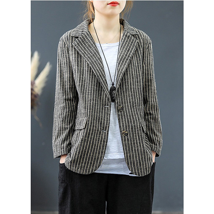 Áo vest Blaze nữ kẻ linen dáng lửng LAHstore, chất vải linen tự nhiên mềm mại, thời trang phong cách trẻ