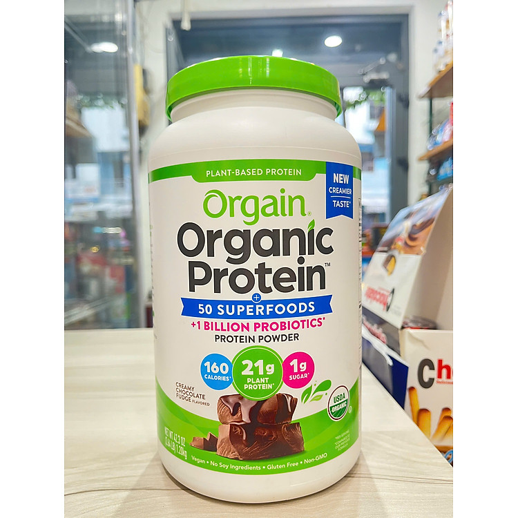 Date 03/27 Bột đạm thực vật và protein hữu cơ Orgain Mỹ Vị Chocolate 1220g - Organic Protein & Superfoods