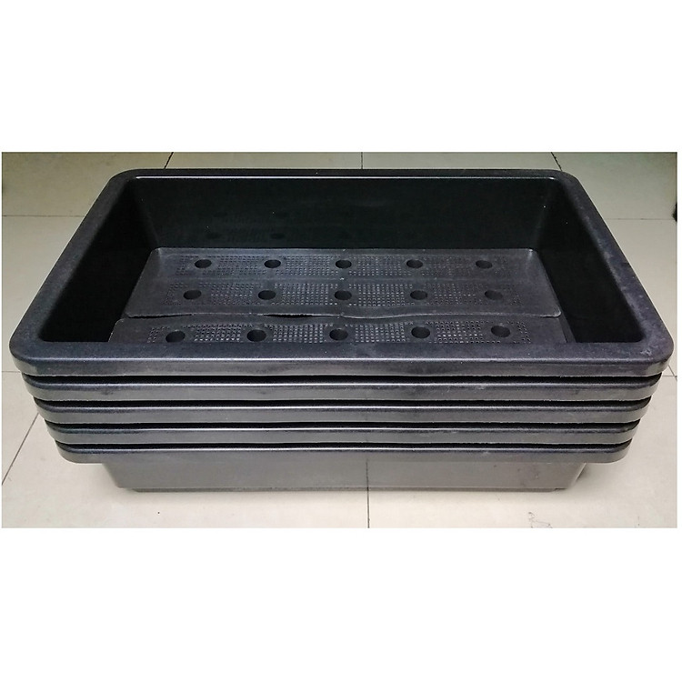 5 KHAY NHỰA TRỒNG RAU KÍCH THƯỚC 68X42X15CM - MÀU ĐEN