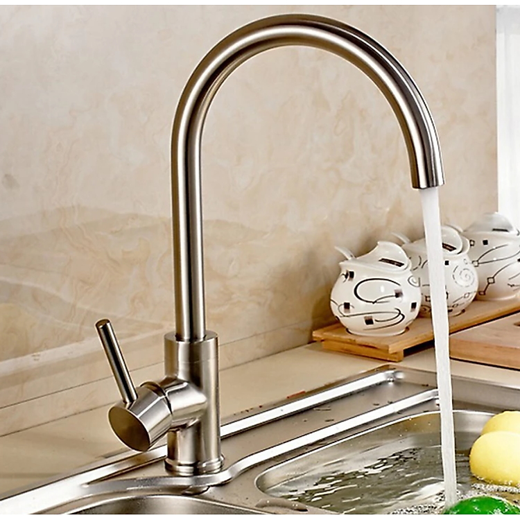 Vòi rửa chén KG71 dùng cho nóng lạnh chất liệu inox304 tặng kèm 2 dây cấp nước dài 40cm - Hàng chính hãng