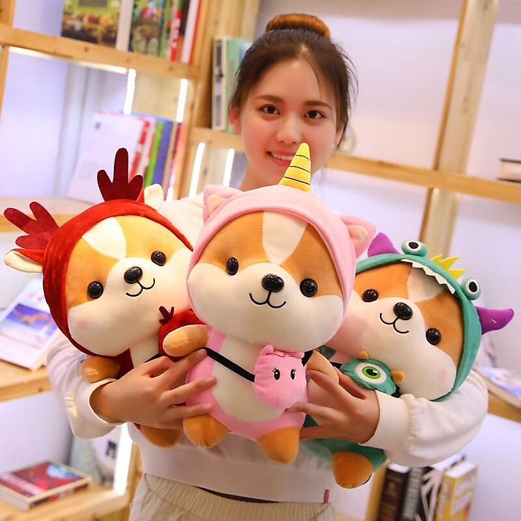 Gấu Bông Gối Ôm Chó Shiba Cosplay Size 25cm Cún Con Đáng Yêu Quà Tặng Cute Vải Co Dãn 4 Chiều