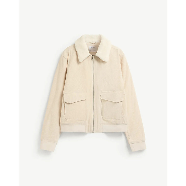 Áo khoác tay dài vải corduroy cổ lông (có thể tháo rời) Form Regular - ROUTINE 10F25JAC004