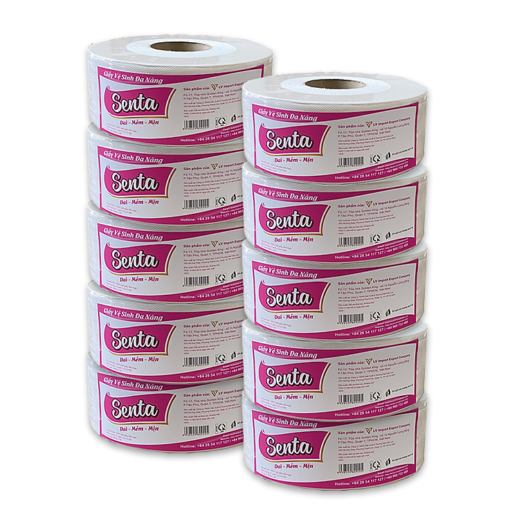 COMBO 10 GIẤY VỆ SINH CUỘN LỚN SENTA 600G CẢI TIẾN MỚI ( 2 LỚP )