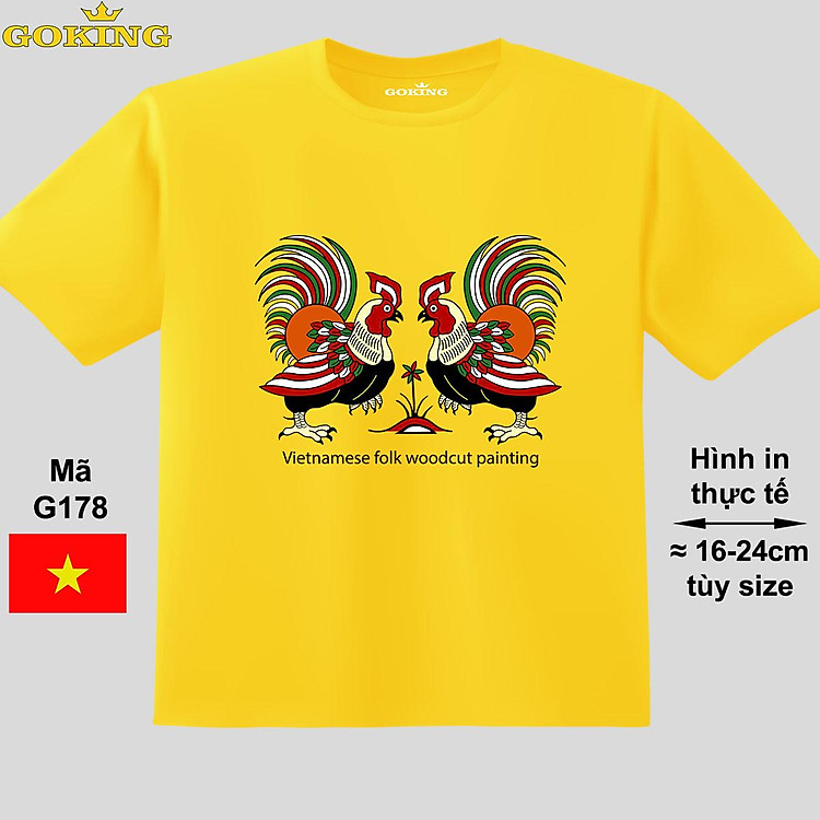 Chọi gà, mã G178. Áo thun tranh Đông Hồ siêu đẹp cho cả gia đình. Form unisex cho nam nữ, trẻ em, bé trai gái. Quà tặng ý nghĩa cho bố mẹ, con cái, bạn bè, doanh nghiệp, hội nhóm. Áo phông hàng hiệu Goking cao cấp in hình 3D.