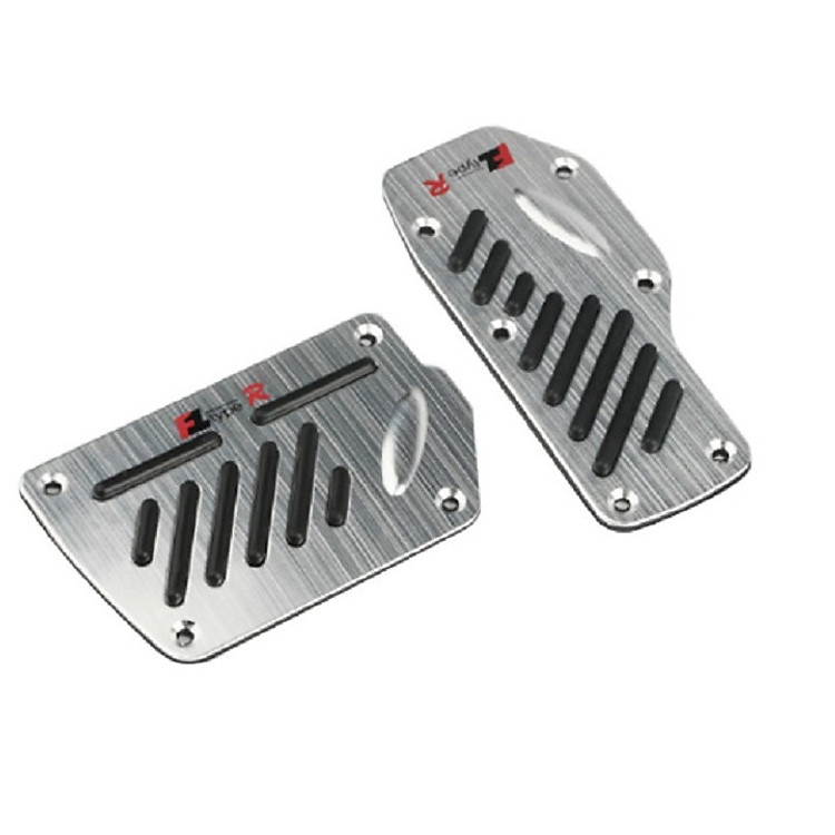 Bộ 2 Miếng kim loại gân cao su ốp chân phanh, thắng xe chống trơn trượt cho xe hơi, ô tô số sàn