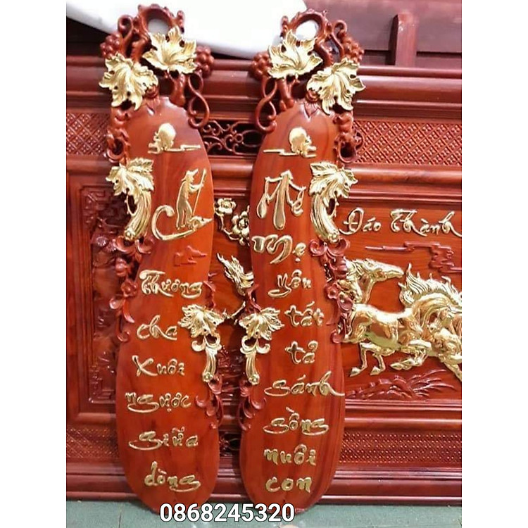 Mua Tranh câu đối cha mẹ gỗ hương đỏ Chính hãng Ưu đãi - Hình ảnh 2