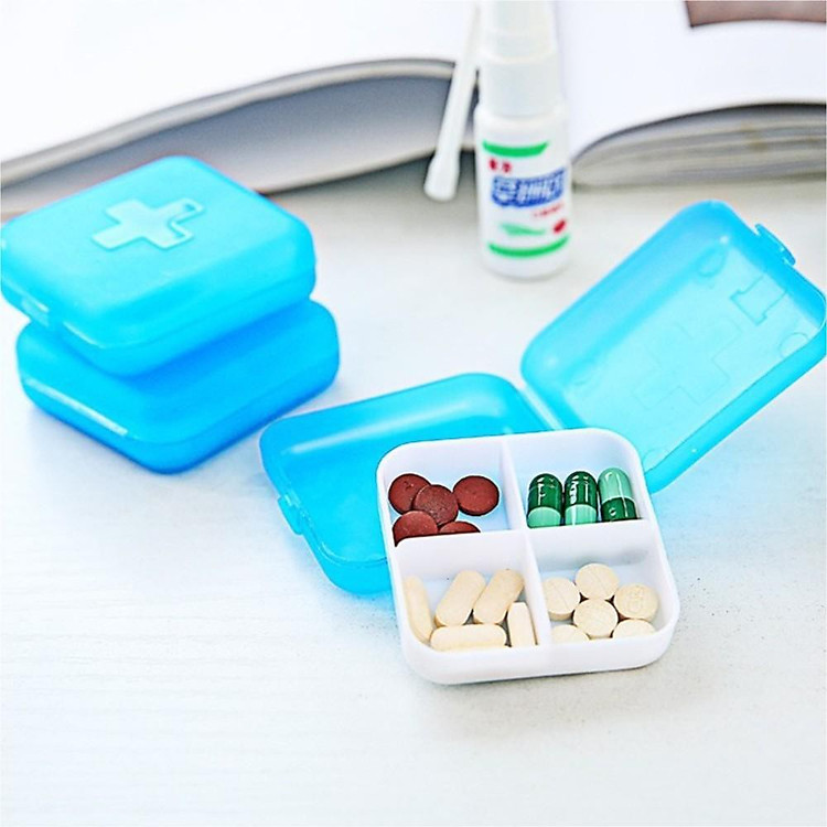 Combo 4 Hộp Đựng Thuốc 4 Lần Uống (Chữ Thập - Màu Ngẫu Nhiên)