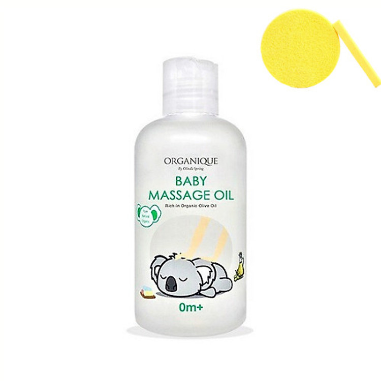 Dầu massage em bé Organique Baby 200ml - Tặng Kèm Mút Rửa Mặt