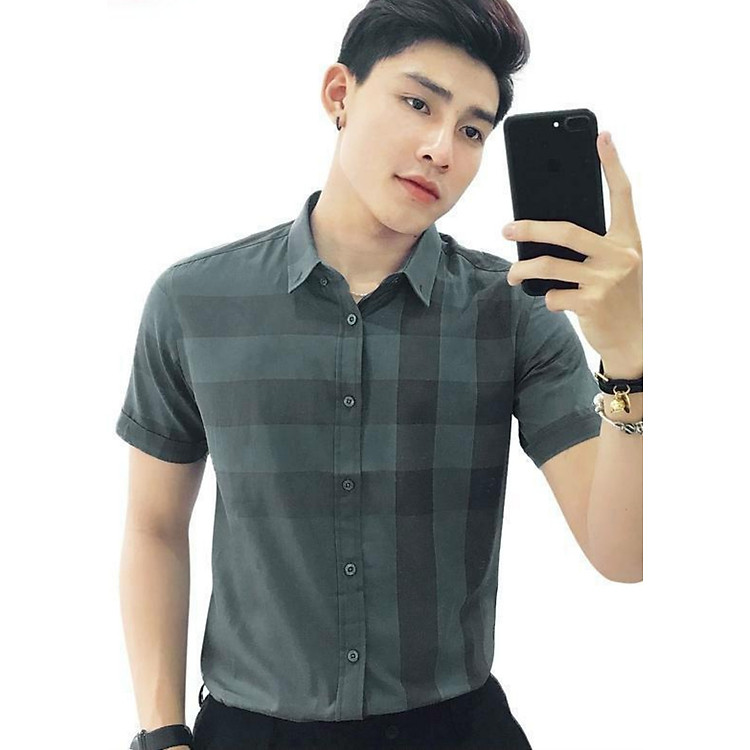 Áo Sơ Mi Nam Ngắn Tay Caro VG777 Phối Màu Cao Cấp