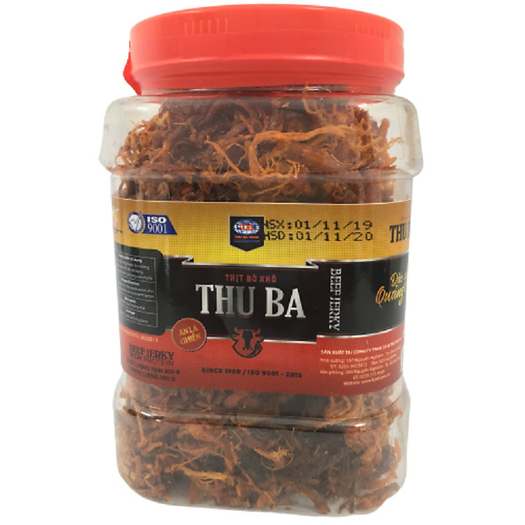 Bò Khô sợi mềm Thu Ba Quảng Ngãi 500gr ( KLT 450gr) cay vừa ngon
