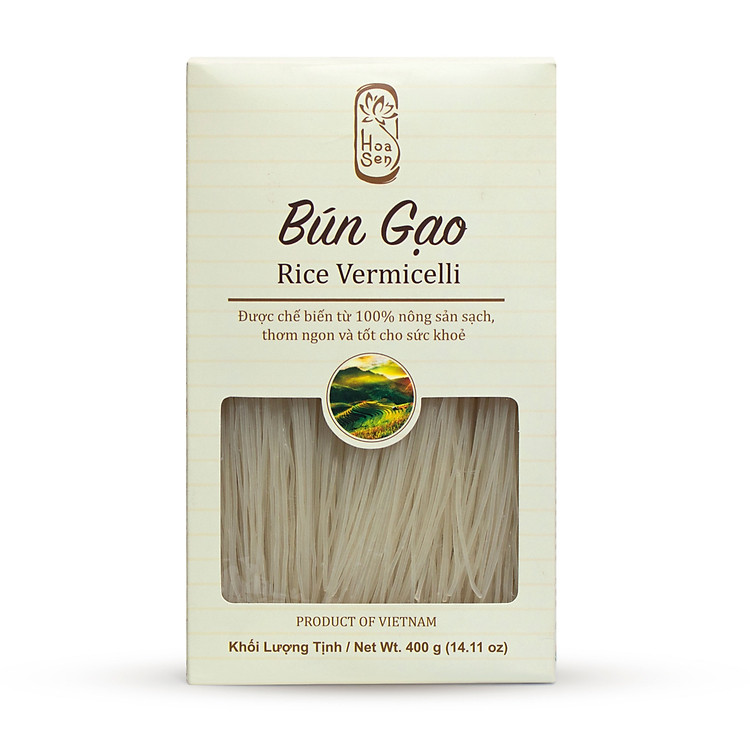 Bún Gạo Hoa Sen - Hoa Sen Rice Vermicelli - Hộp 400g