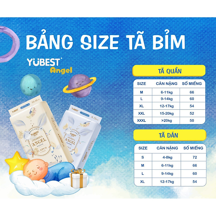 Mua Com bo Yubest Angel size M 66 miếng Uy tín Tiết kiệm