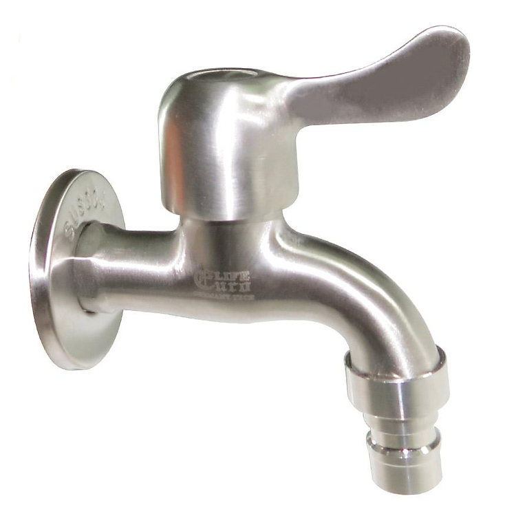 Vòi hồ - vòi máy giặt Inox SUS 304 Eurolife EL-121 (Trắng vàng)