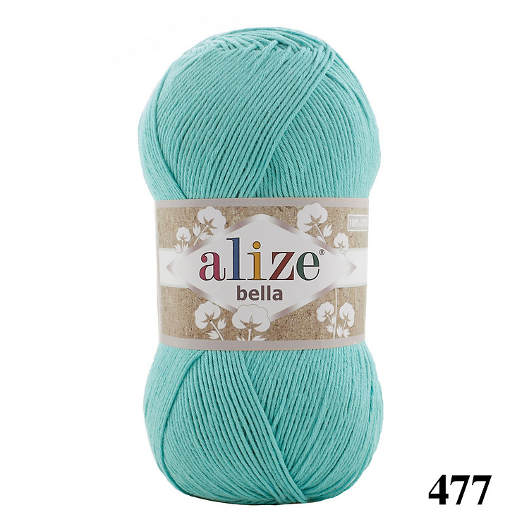 Cuộn sợi cotton hè trơn Bella 100 hãng Alize Yarns đan móc áo, váy, khăn hè siêu mát