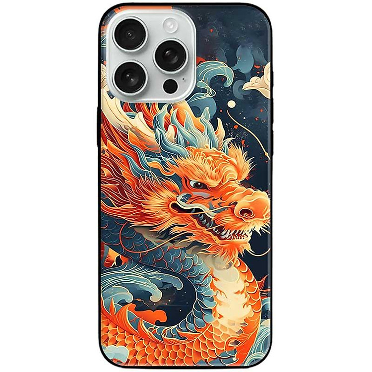 Ốp lưng cho iPhone 14 - iPhone 14 Plus - iPhone 14 Pro - iPhone 14 Pro Max - Rồng Cam Xanh - Hàng Chính Hãng