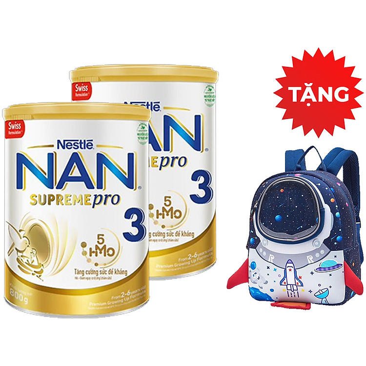Combo 2 sản phẩm dinh dưỡng công thức Nestle NAN ORGANIC 3(Lon 900g) – Tặng Balo phi thuyền