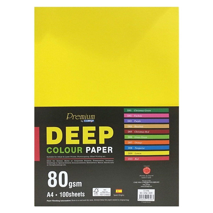 Tập Giấy Màu Campap A4 CA4706 - 80gsm - Màu Vàng