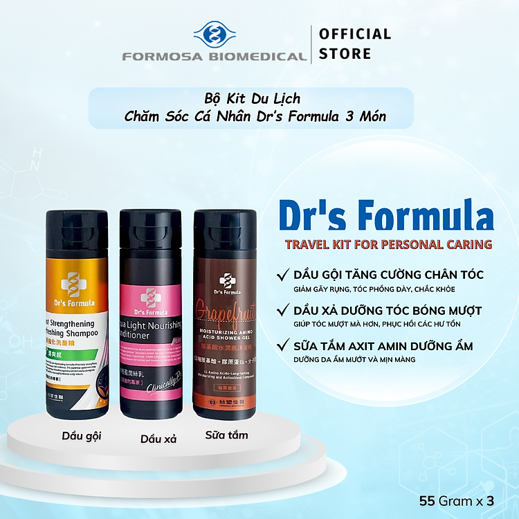 Bộ Kit Du Lịch Chăm Sóc Cá Nhân Dr’s Formula Travel Kit For Personal Caring 3 món x 55g