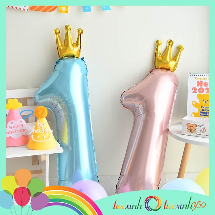 Bong bóng trang trí tiệc vương miện – Xanh