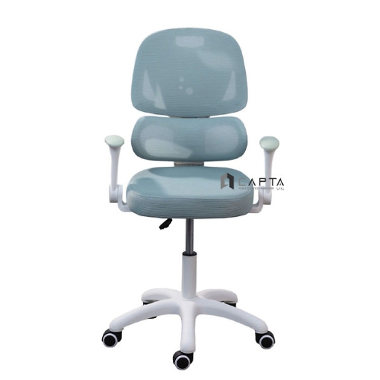 Ghế học sinh học bài chống gù màu xanh cho bé trai Ghế học sinh chống gù chống cận có giá đỡ cột sống nệm lưới vải tay ghế nhựa trắng điều chỉnh có bánh xe tiện lợi