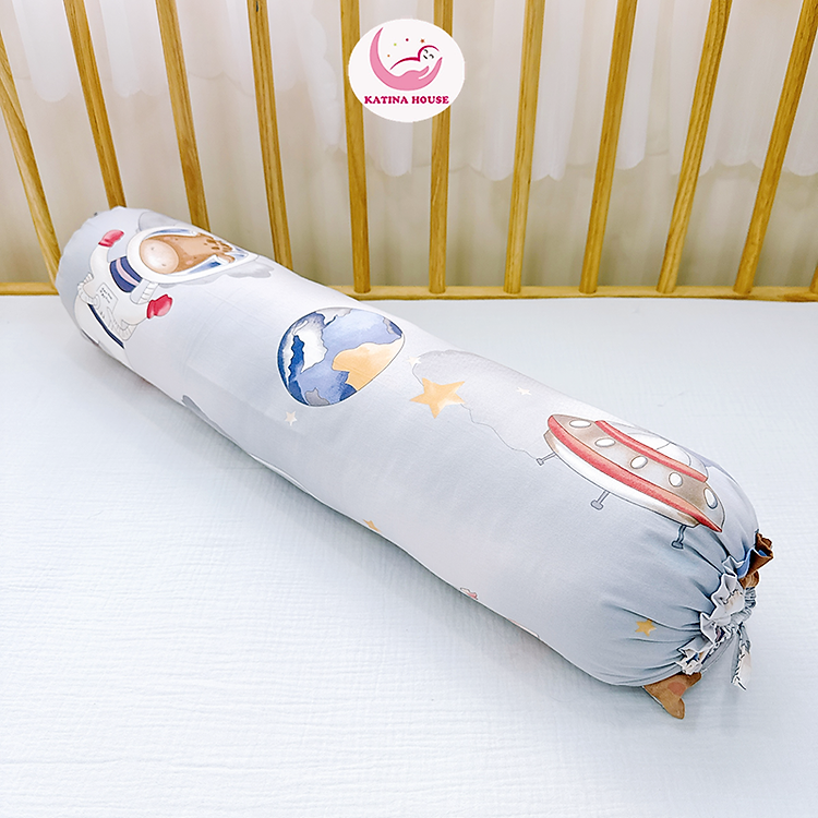 Gối ôm cho trẻ Katina House, 70cm, vải Cotton Satin Hàn Quốc mềm, thoáng mát, thấm hút tốt