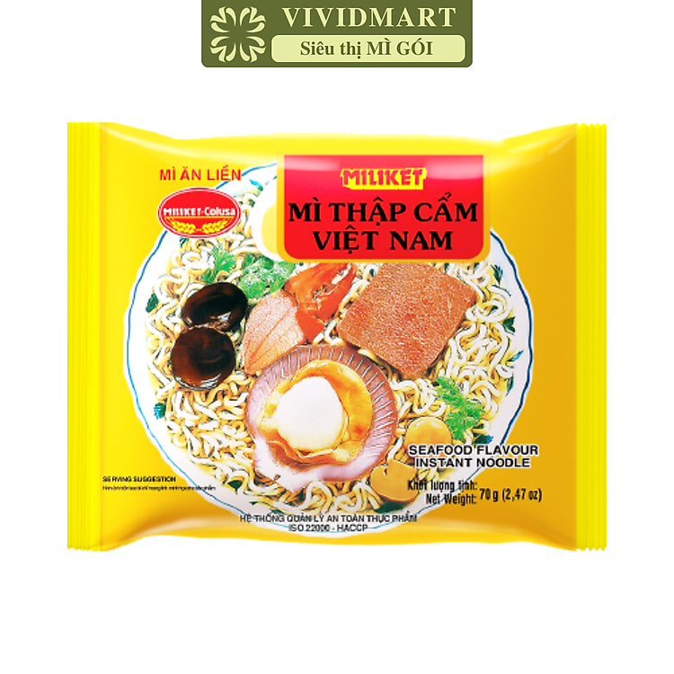 COLUSA - Mì Miliket hương vị Mì thập cẩm Việt Nam, Mì thập cẩm Miliket, Mì Miliket thập cẩm Việt Nam (85g/gói)