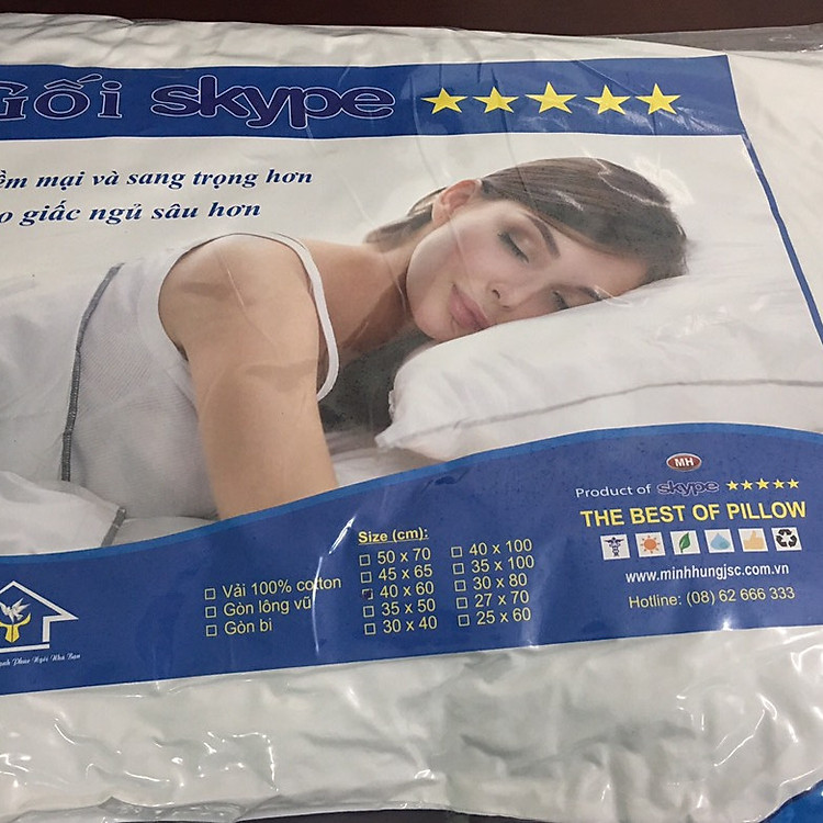 Ruột gối nằm Skype 40x60cm