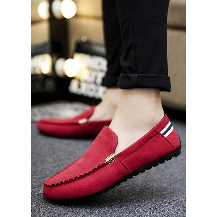 Giày Lười Nam Cao Cấp Thoáng Khí Ôm Chân - Màu Đỏ SV06