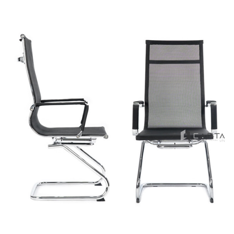 Ghế chân quỳ lưng cao CH4227-M Nội thất Capta Ghế lưng lưới màu đen màu đồng cao cấp chân cố định thép mạ chrome bóng có tay tựa tại tp hcm