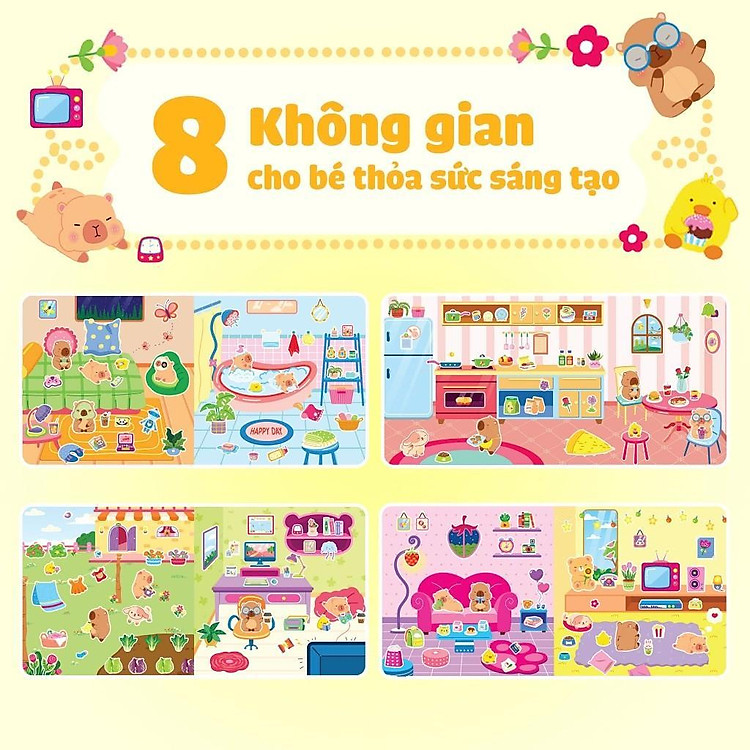 Tranh Đồ Chơi Bóc Dán Sticker Capybara Cho Bé - Ảnh 6