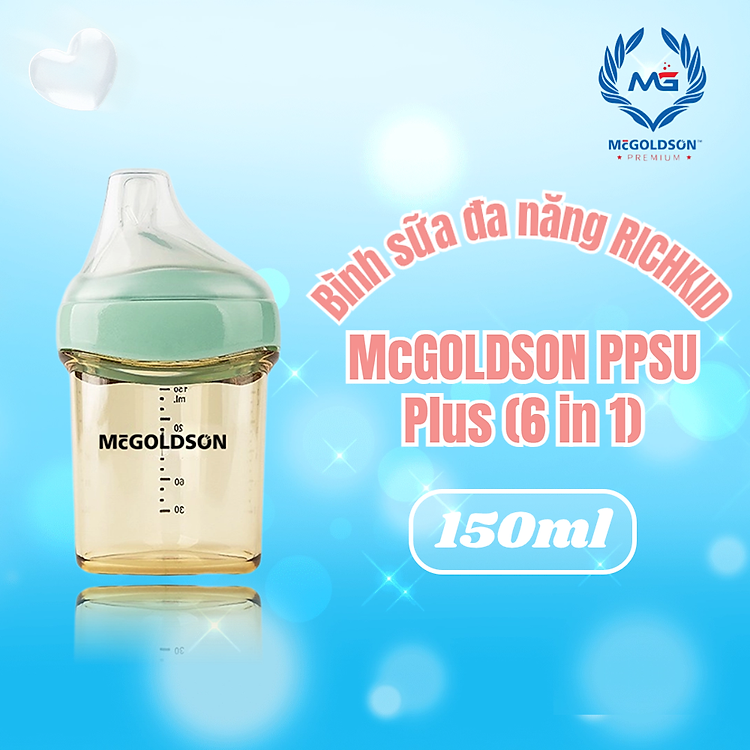 Bình sữa RICHKID-McGOLDSON PPSU 150mL – Xanh Uy tín Tiết kiệm