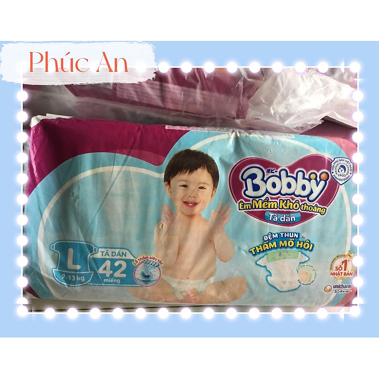 Tã Dán Bobby Size L 42 Miếng Chính hãng Tiết kiệm