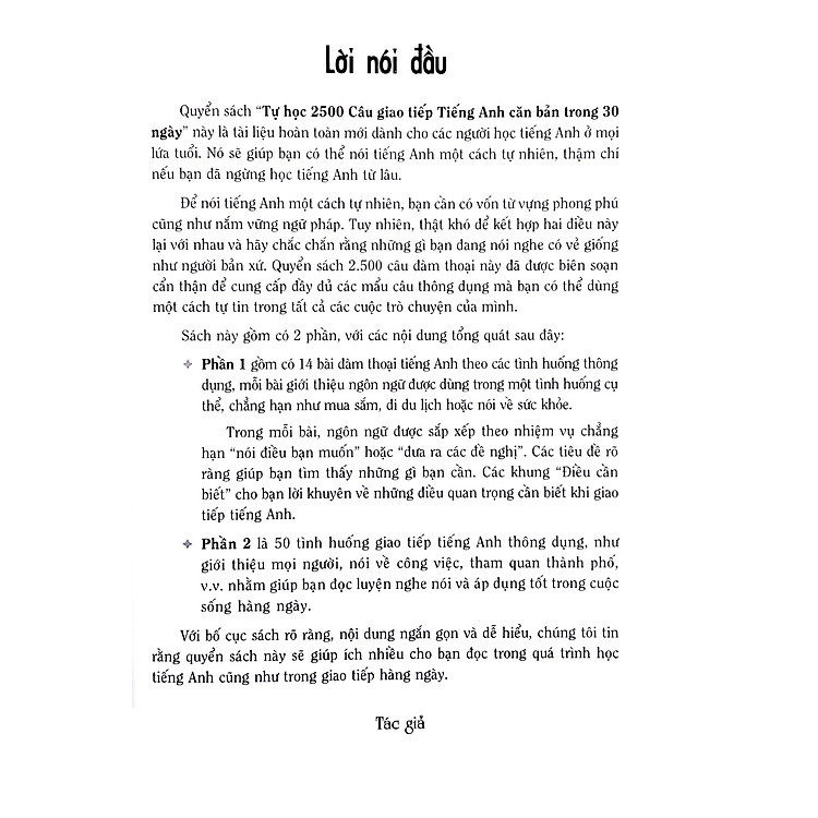 Tự Học 2500 Câu Giao Tiếp Tiếng Anh Căn Bản Trong 30 Ngày - Ảnh 2