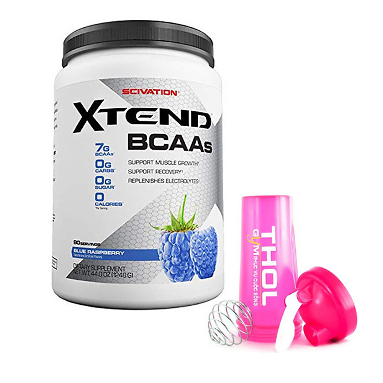 Thực phẩm chức năng XTEND BCAA của Scivation hương Blue Raspberry hộp 90 lần dùng + Bình lắc màu ngẫu nhiên