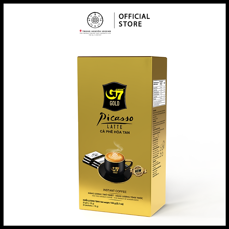 Trung Nguyên Legend - Cà phê sữa hòa tan G7 Gold Picasso Latte - Hộp 8 gói x 18gr