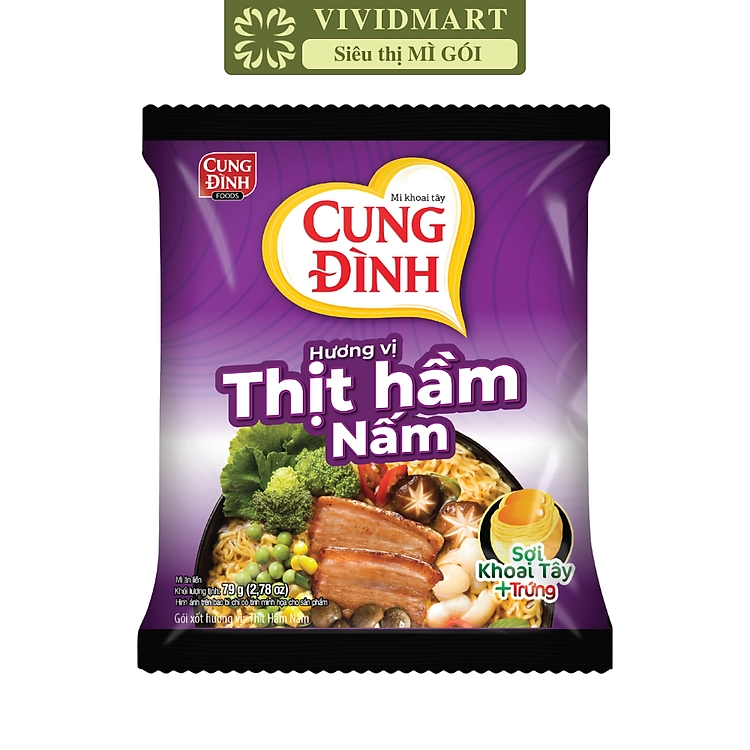 AFOTECH - Mì Cung Đình Thịt hầm nấm, Mì Thịt hầm nấm Cung Đình, Mì khoai tây Cung Đình ăn liền (79g/gói)