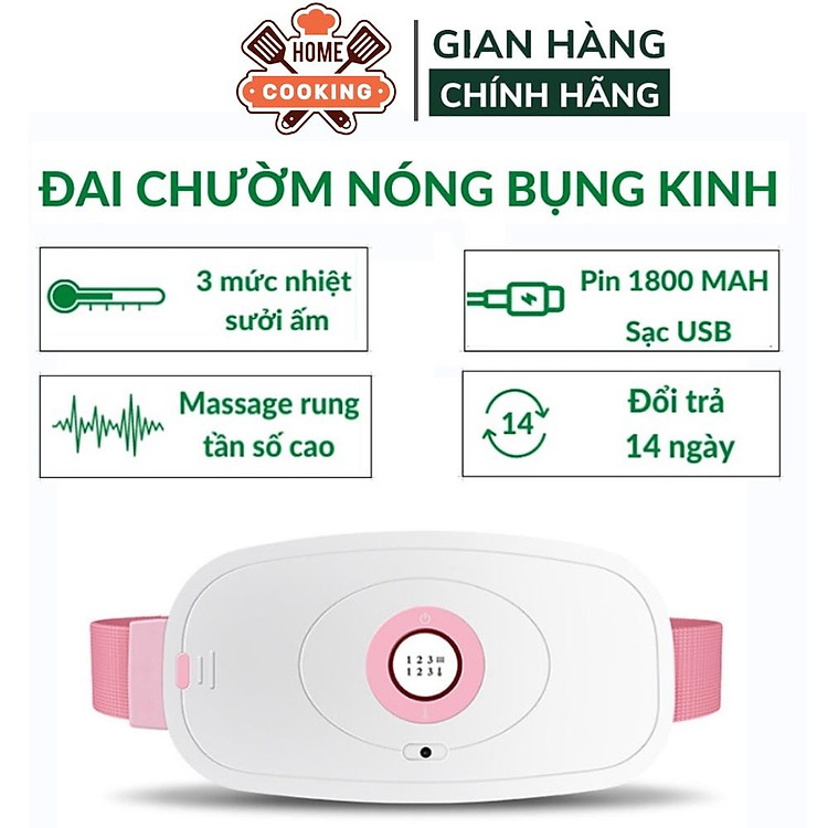 Đai chườm nóng sưởi ấm bụng,đai massage bụng 2in1 làm nóng giúp giảm đau bụng kinh nguyệt,3 mức nhiệt, bảo hành 12 tháng