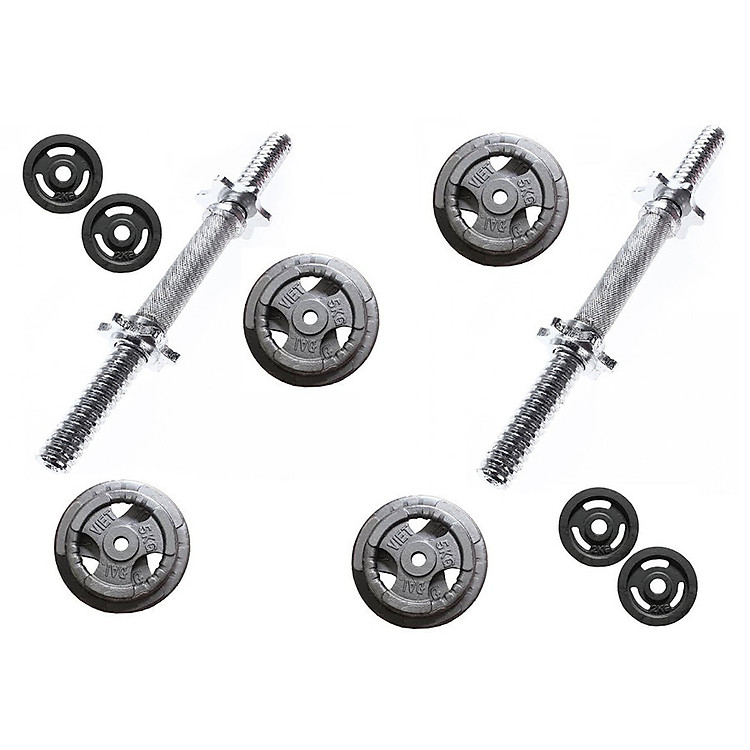 Bộ 2 đòn tạ tay 28kg (4 đĩa 5kg - 4 đĩa 2kg )