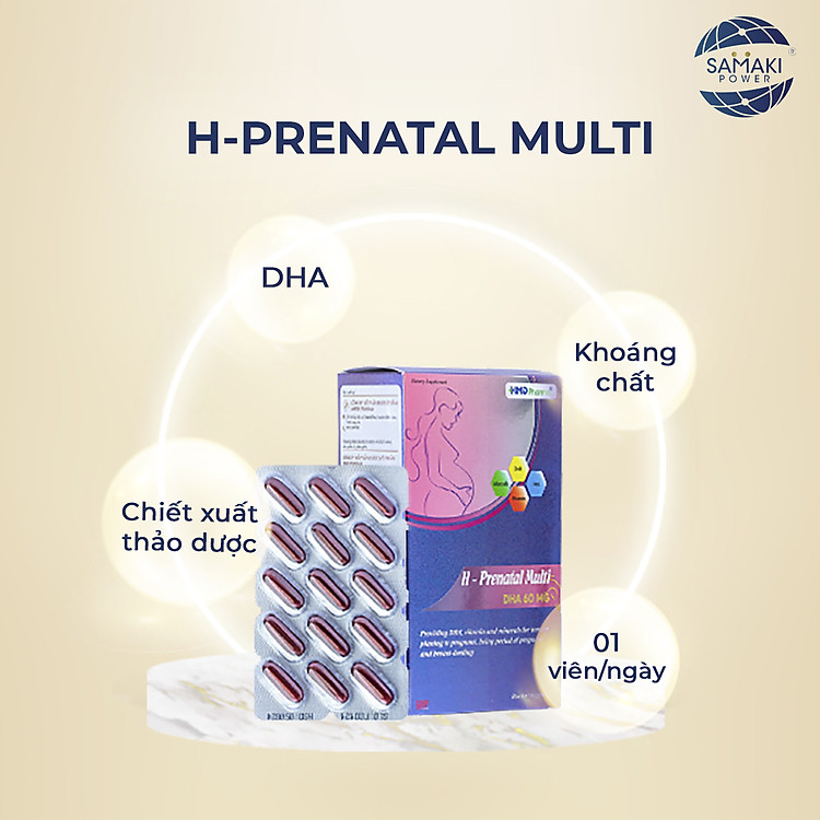 Vitamin cho mẹ bầu Prenatal Multi DHA 60mg / hộp 4 vỉ x 15 viên