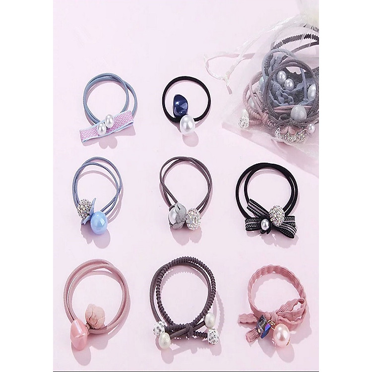 Set 8 Dây Cột Tóc Thời Trang Nhật Bản Siêu Dễ Thương
