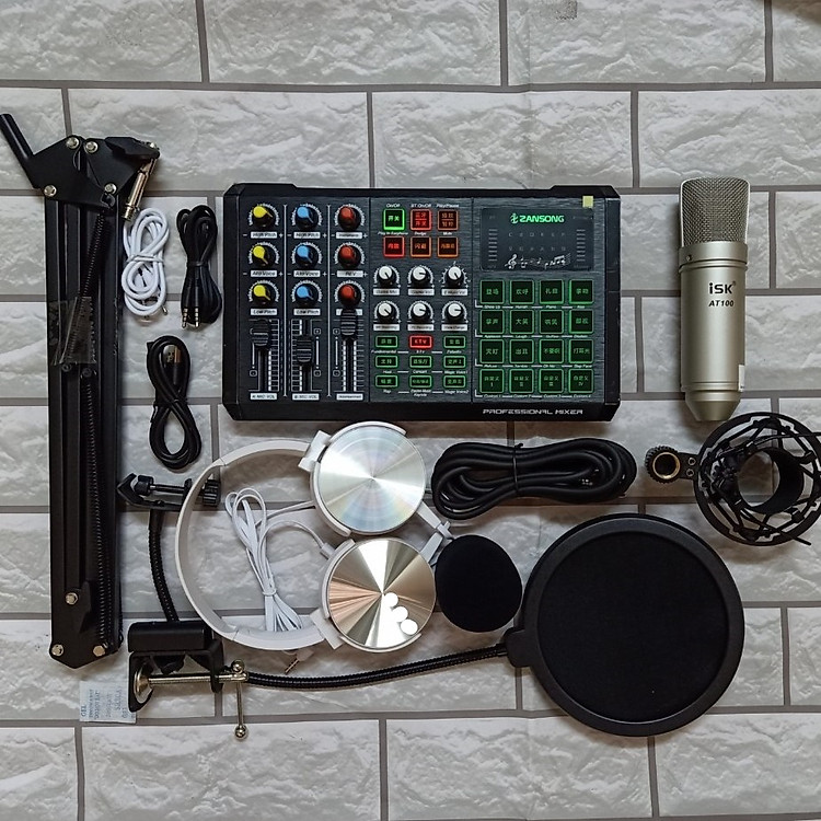 Trọn bộ HÁT LIVE STREAM sound card S8 Bluetooth Auto tune và micro ISK AT 100 ĐẦY ĐỦ PHỤ KIỆN HÀNG CHÍNH HÃNG