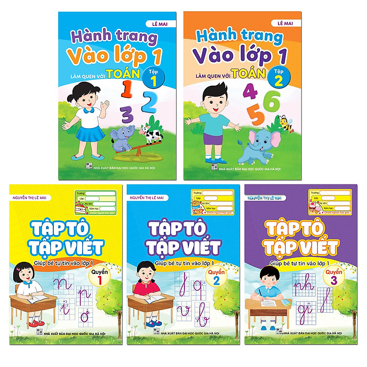 Sách Combo 5 cuốn: Tập tô tập viết và làm quen với toán (Hành trang vào lớp 1)