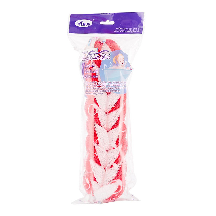 Dây tắm dài đôi Venus BWP-90-Tạo bọt nhiều, tấy da chết, thẩm thấu sữa tắm nhiều,massge thư giãn (Giao màu ngẫu nhiên)