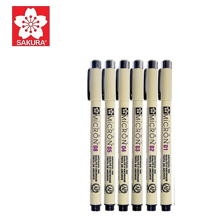 Bộ 6 bút line đi nét chuyên nghiệp Sakura Pigma Set (micron 01 02 03 04 05 08)