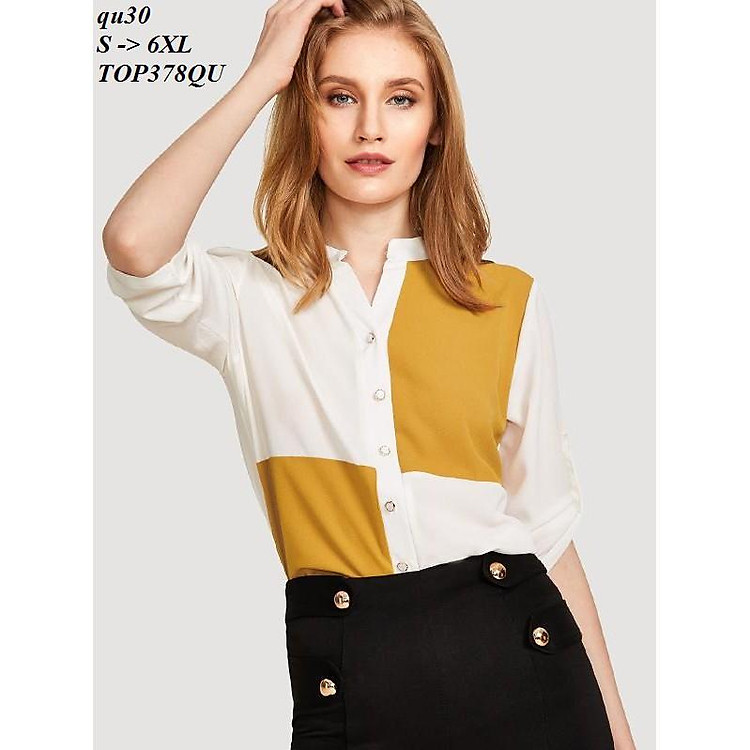 TOP296 ÁO SƠ MI VOAN NỮ PHỐI MÀU