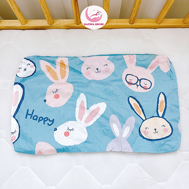Vỏ áo gối đầu cho bé Katina House, 30x50cm, vải cotton nhung có hạt mát xa mềm mại, họa tiết sinh động