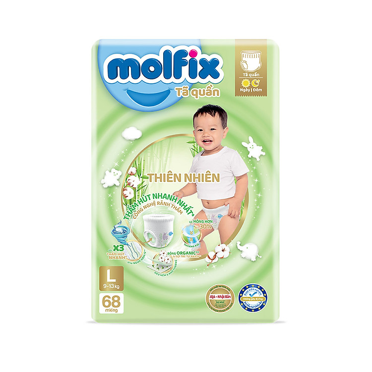 Tã quần Molfix Thiên nhiên L68 Chính hãng Giá tốt - Hình ảnh 2