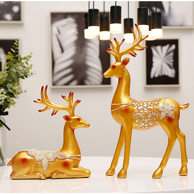 Cặp Tượng Hươu Nai Trang Trí Phòng Khách
