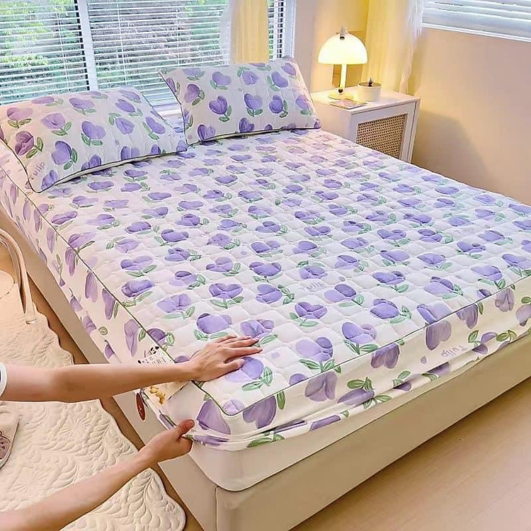 Bộ ga gối cotton đũi chần bông LIDACO siêu mềm mại nhiều mẫu lựa chọn